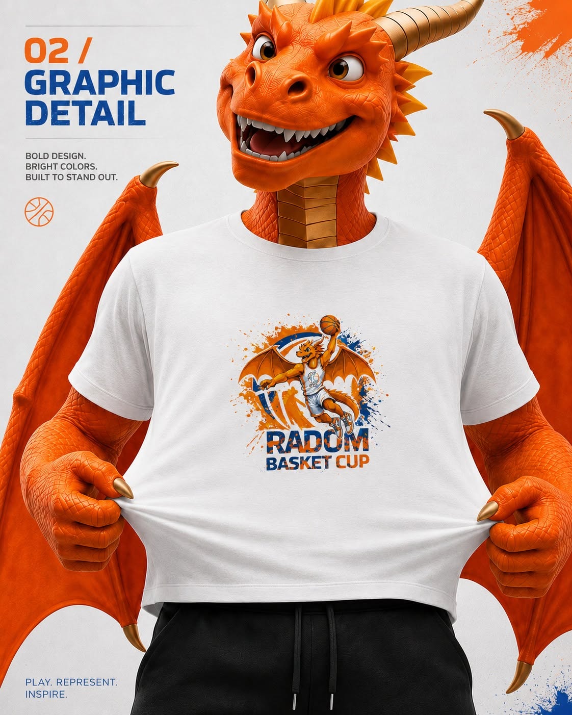 Koszulka RADOM BASKET CUP — detal grafiki