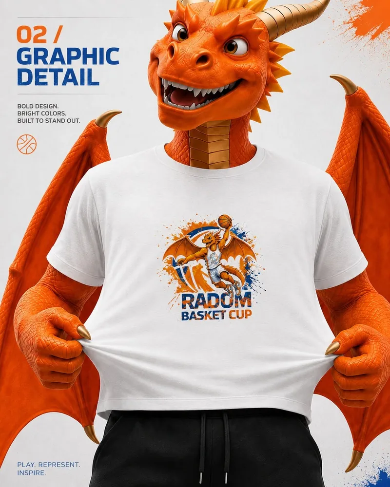 Koszulka RADOM BASKET CUP — detal grafiki